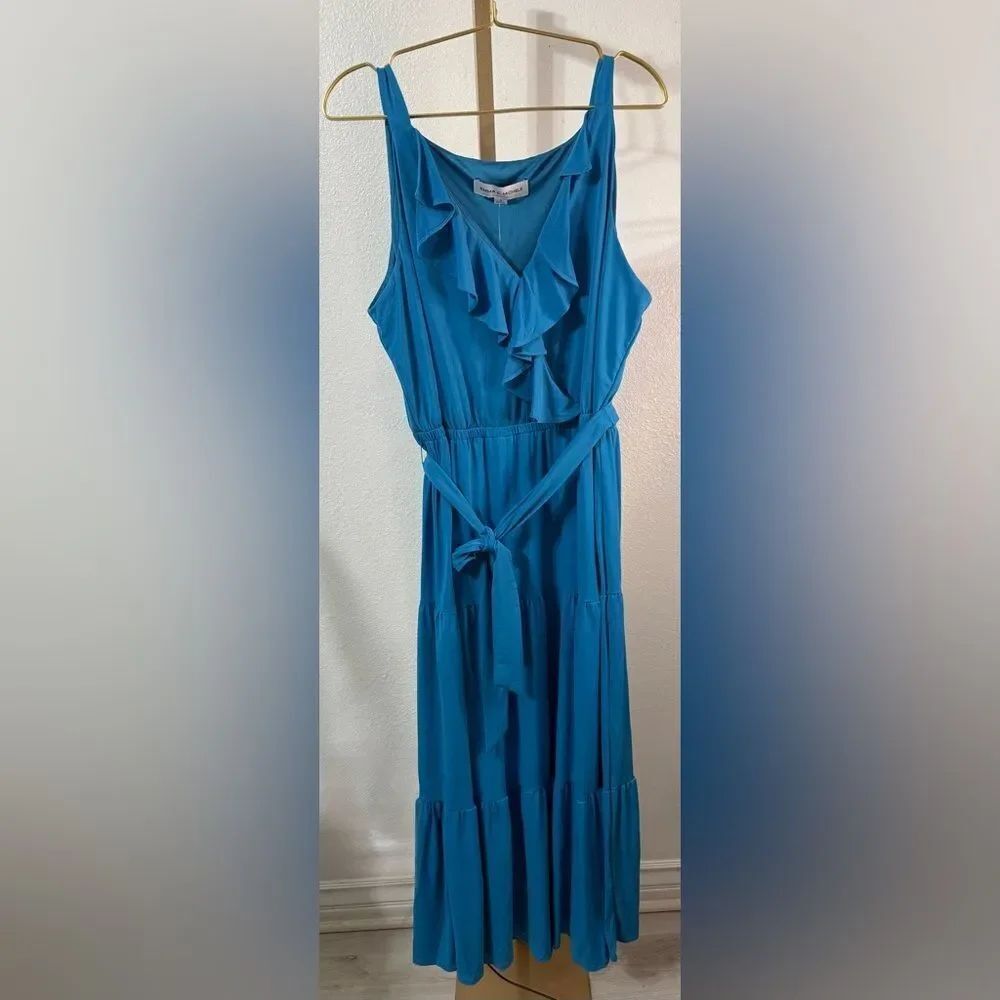 Emma & Michele- Chic Blue Ruffle Maxi Dress- Size 1X